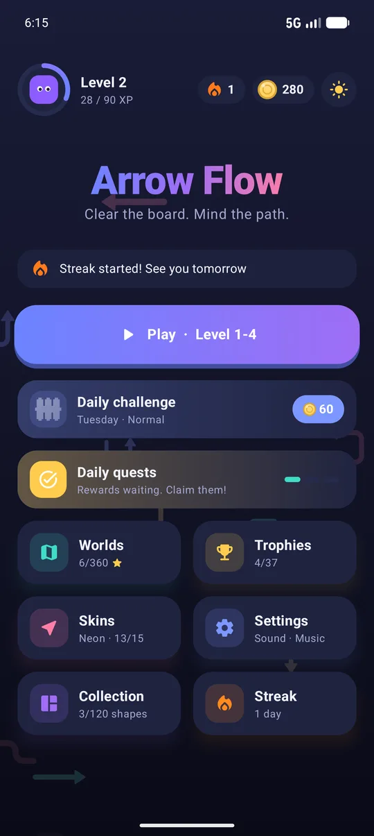 Home screen, dark