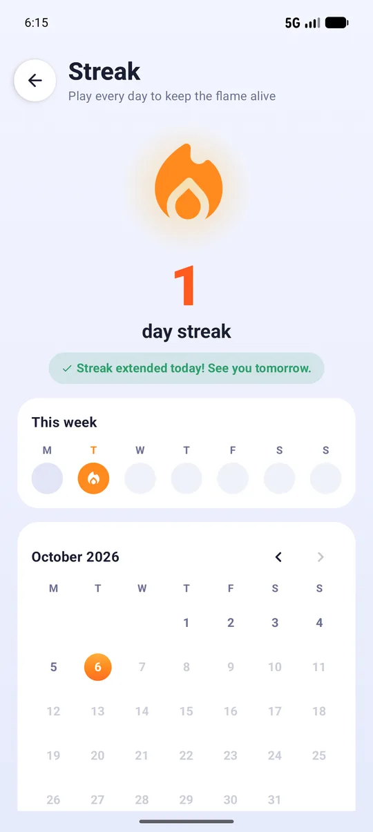Streak calendar
