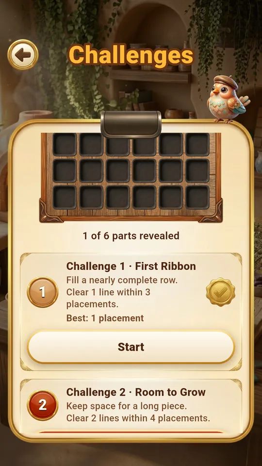 Challenges screen revealing the Citrus Window mosaic
