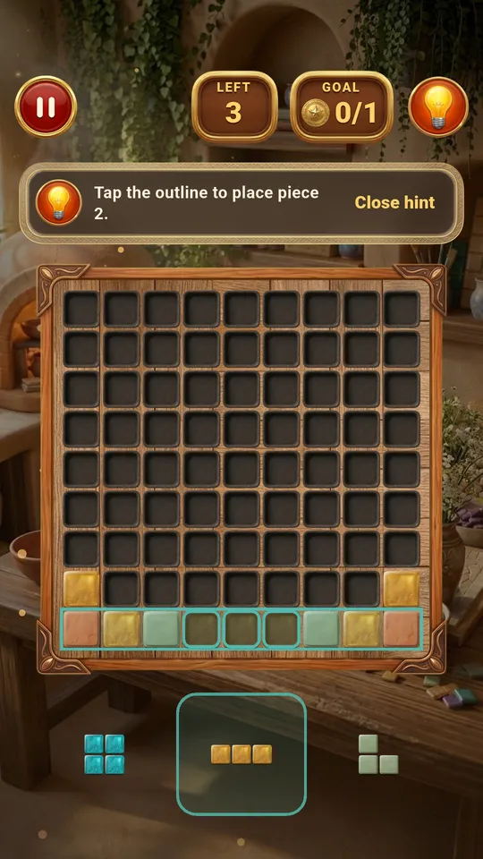 A hint outlining where to place the next piece