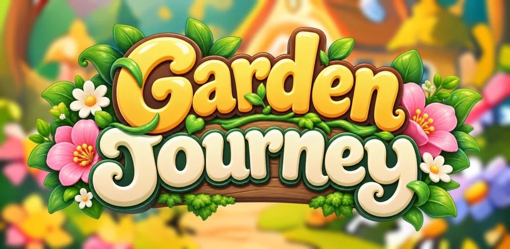 Garden Journey logo over a sunny cottage garden