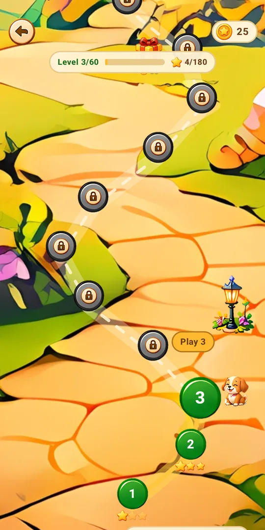 Garden Journey map with a winding path of levels