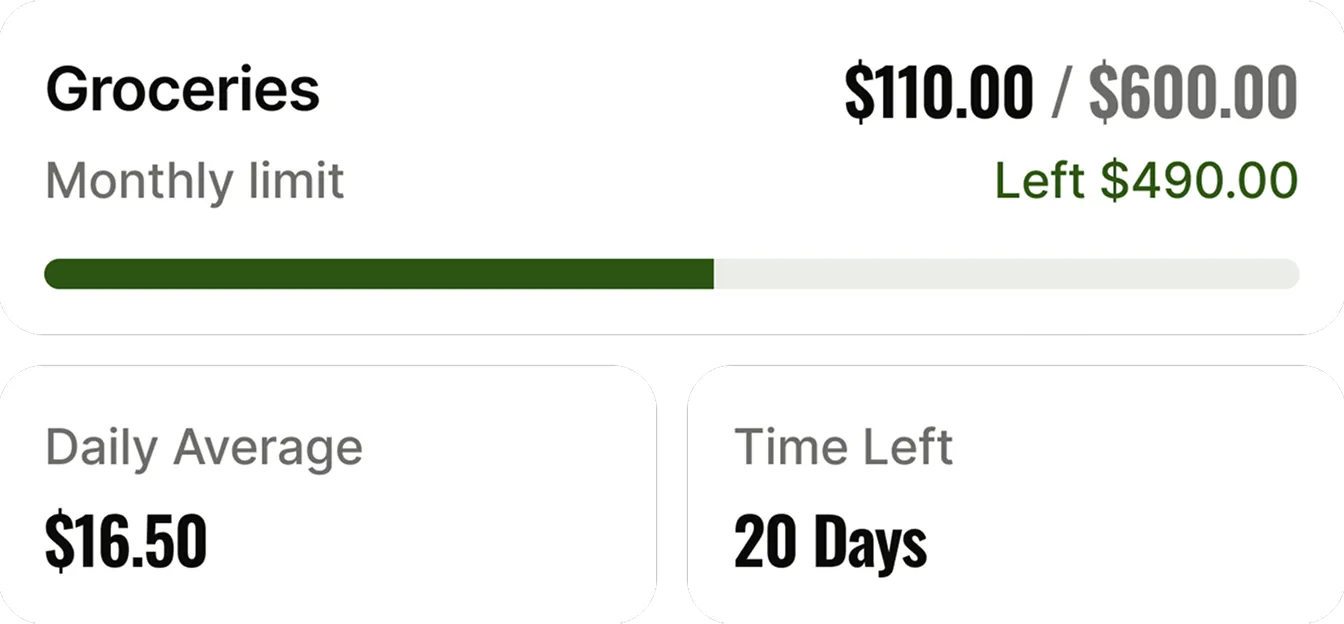 Instant expense tracking screen