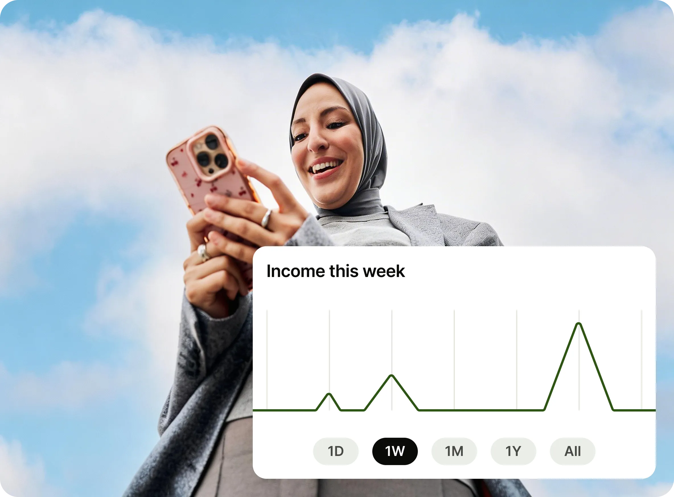 Person using Kept app outdoors