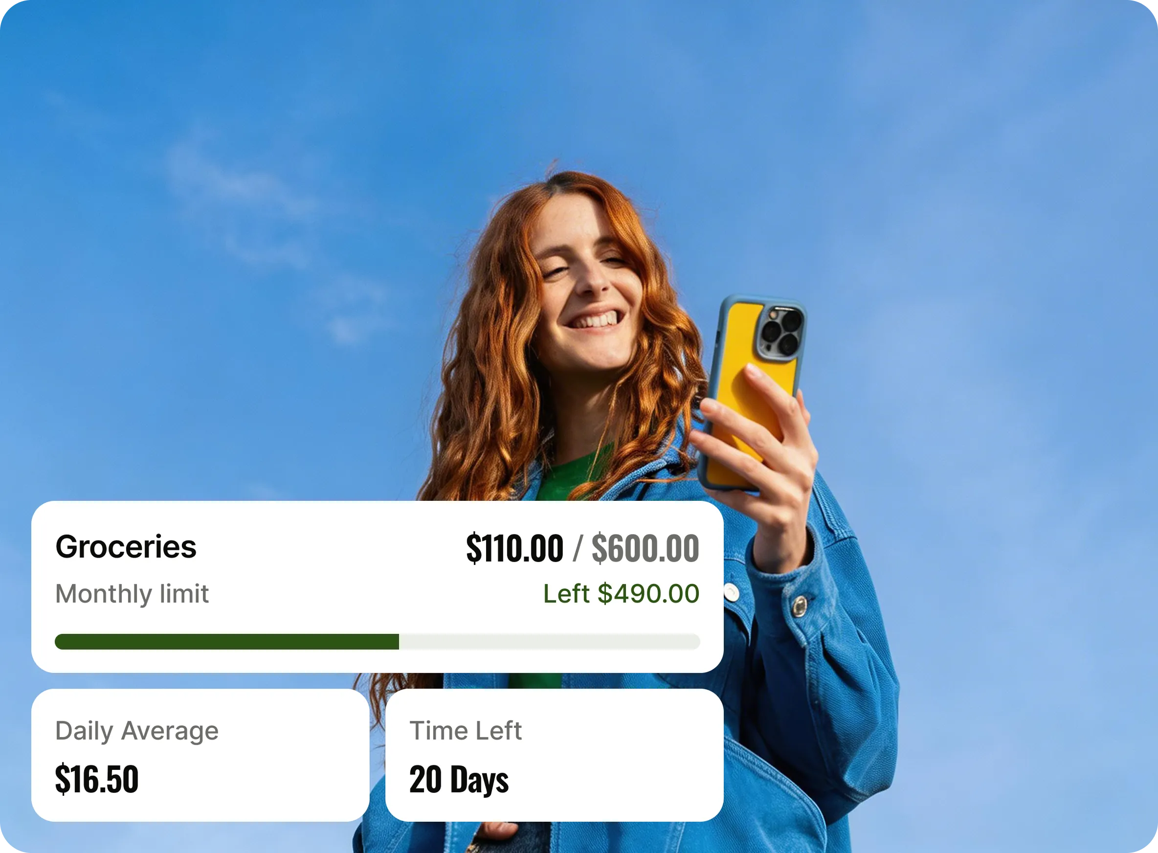 Person logging spending on phone